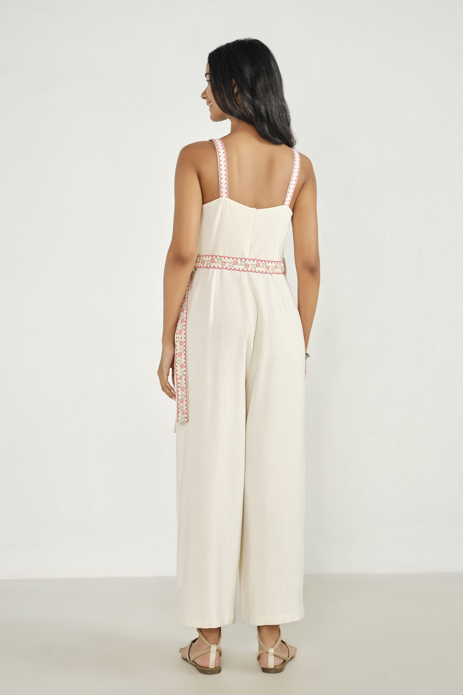Kimaya Embroidered Jumpsuit, Off White, image 5